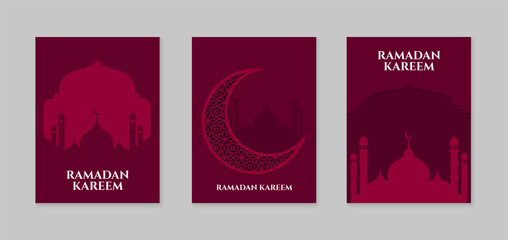 Set of Islamic Ramadan Kareem greeting card design templates. Vector illustration
