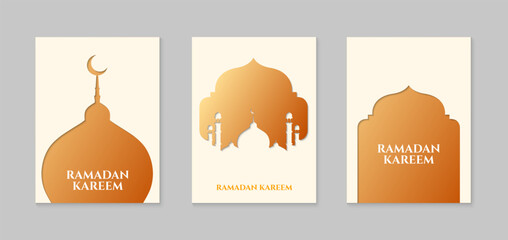 Set of Islamic Ramadan Kareem greeting card design templates. Vector illustration