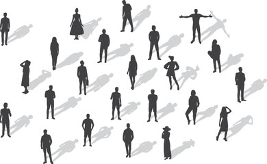 people silhouette with shadow on white background, vector