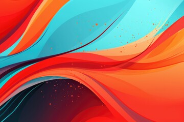 Fototapeta premium Colors of March, abstract background with teal, red and orange waves with copyspace for your text. March background banner for special and awareness day, week or month