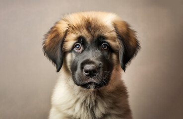 small Pyrenean Mastiff puppy on a light background
