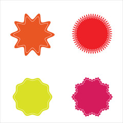 Starburst badge shape, burst wave star, price label sticker 6 5 4