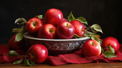 Naklejka na ściany i meble A bowl of red apples on the table