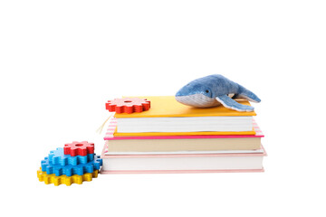 PNG, children's book, with toys, isolated on white background.