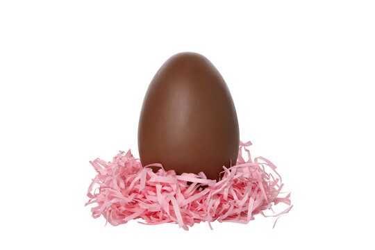 PNG,Chocolate egg in a decorative nest, isolated on white background
