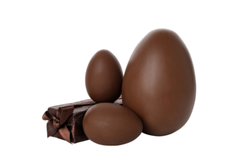 PNG,Chocolate eggs, isolated on white background