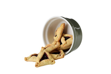 PNG, a traditional cookie for the holiday of Purim, isolated on a white background.