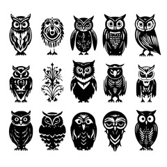 owl silhouette, owl png, owl svg, bird png, bird svg, owl vector, bird vector, animal, cartoon, owl, set, vector, bird, icon, cat, illustration, dog, cute, baby, funny, head, fun, bear, character, pan