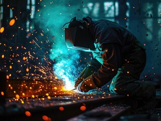 Craftsman at Work: A Powerful Image of Welding in the Industrial Sector