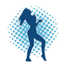 Silhouette of a slim female in dance pose. Silhouette of a woman dancing.