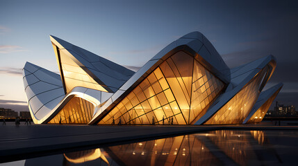 Fototapeta premium 3d render of abstract futuristic architecture with empty concrete floor