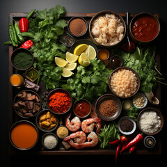 knolling of Tom Yum Kung menu.