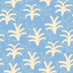 Abstract Palm trees seamless pattern in vintage baby blue. Summertime Vector illustration - 720086016