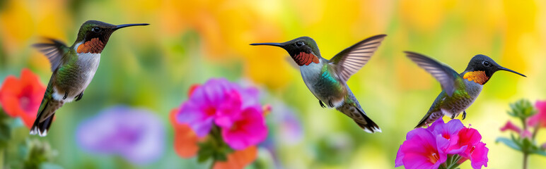 bird of paradise flowers. Hummingbird in flight. rare hummingbird birds flying beautiful colorful...