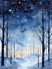 Abstract Winter Constellations: Celestial Snowscape