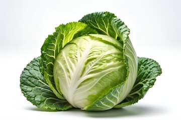 Cabbage isolated on white background. Close up of cabbage head.