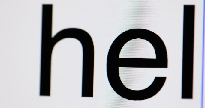 Hello on the computer screen on dating site