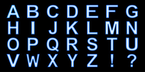 English alphabet on black background. Vector illustration