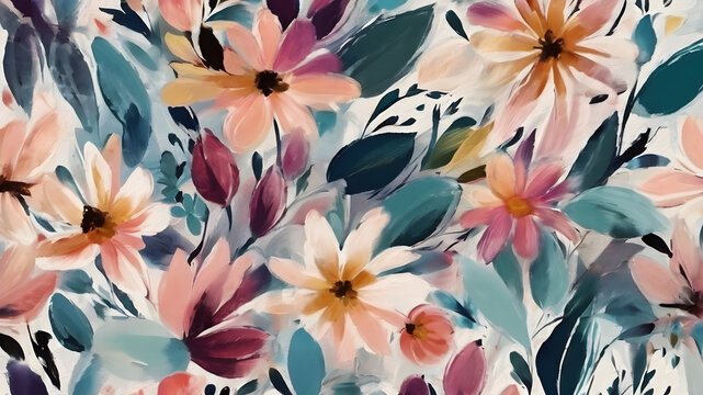 Fototapeta  Abstract floral background elements for design.  AI generated image. AI generated image