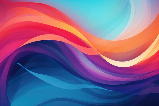 Colors of March, abstract background with teal, red purple, and orange waves with copyspace for your text. March background banner for special and awareness day, week or month