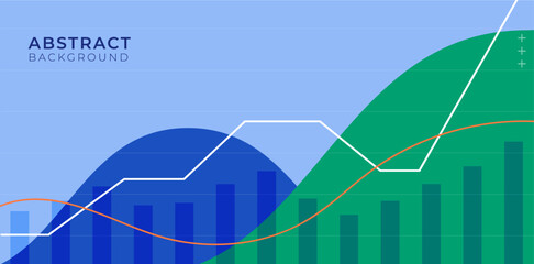 Abstract financial background with uptrend wave and line. The concept for economics, finance, statistics and consulting concepts. Editable template vectors