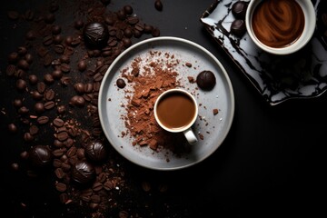 Obraz na płótnie Canvas A cup of Chocolate drink on table top.