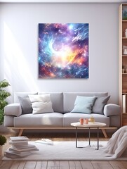 Cosmic Galaxy Watercolors Canvas Print: Radiant Space Artwork Landscape