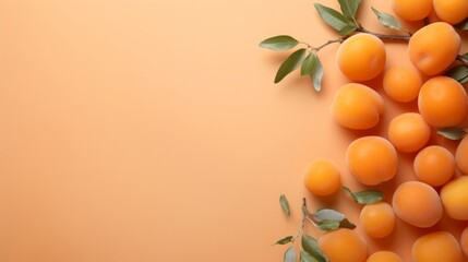 Fresh Apricots on a Warm Pastel Background with Copy Space - obrazy, fototapety, plakaty