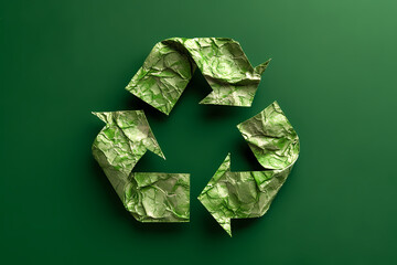 Ground and wall adorned with recycling symbols, a vivid representation of environmental consciousness and waste reduction in a green, eco-friendly concept