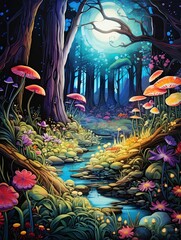 Fototapeta na wymiar Enchanted Woodland Fairy Designs - Vibrant Acrylic Art Inspired by Fairy Tales