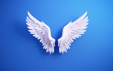 Ethereal White Wings on Blue Background