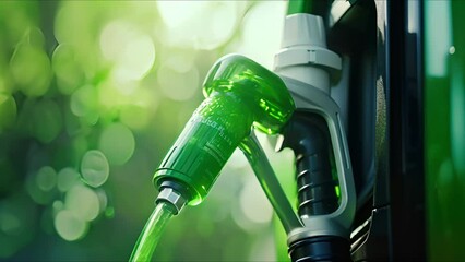 Macro shot of a biofuel pump, demonstrating the use of renewable sources to power vehicles and machinery.