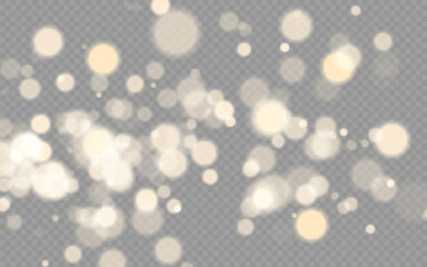 Dust sparks and stars shine with a special light. Christmas light effect. Glittering particles of magic dust.Vector sparkles on a transparent background.