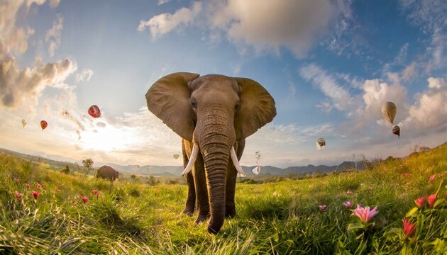 Elephant in a meadow