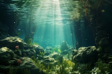 Serene Underwater World with Sun Rays