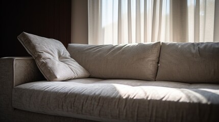 easy and comfort home lifesyle simple and minimal decorating soft comfort pillow armchair with daylight from window home interior design concept background