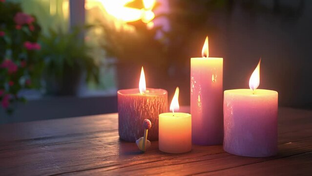 In the midst of a candlelight vigil a sneaky match snickers and tries to light a candles wick only to be thed by the other vigilant candles.