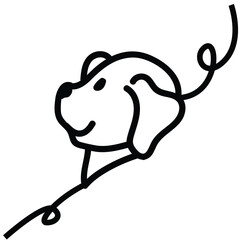 cute dog illustration ready. for wall decoration or as a background. Crayon outline drawing style. Hand drawn trendy Vector illustration