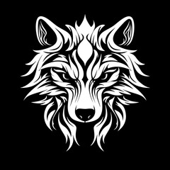 Fototapeta premium Head of a wolf. Styling the head for your design. Vector illustration, isolated objects. 
