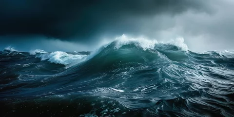 Fotobehang Photograph of earthquake sea waves © Attasit