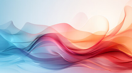 Abstract background with smooth lines in red, orange and blue colors. Generative AI