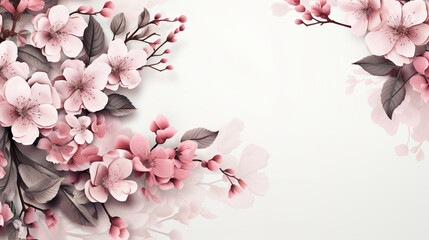 Cherry blossom spring background with sakura flowers.  AI Generative