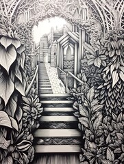 Intricate Zentangle Patterns - Scenic Prints and Panoramic Views