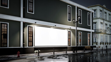 3d rendering illustration of a building-side billboard on a city street 