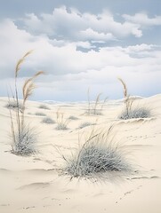 Sumi-e Sand Dunes: Captivating Japanese Desert Landscape Art
