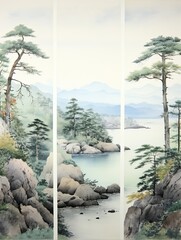 Sumi-e Island Views: Captivating Japanese Sumi-e Paintings Inspired by Island Landscapes