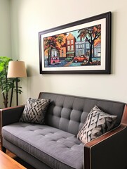 Vintage Jazz Age: Roaring Twenties Framed Landscape Print with Classic Cars and Street Scenes