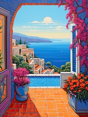 Vibrant Sea Colors Blend: Mediterranean Sea Views Acrylic Landscape Art
