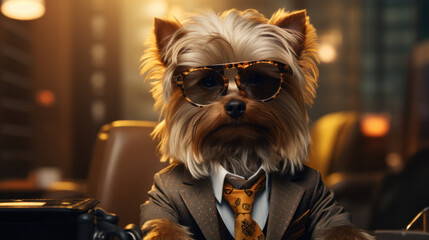 A dog in a business suit symbolizes an honorable and reliable business partner, generative AI