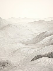 Minimalist Nature Sketches: Clean Desert Lines in Exquisite Desert Landscape Art